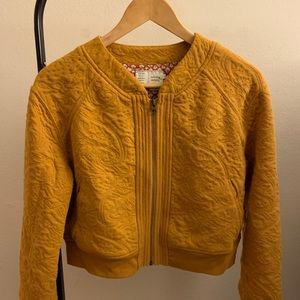 Anthropologie pumpkin yellow crop jacket